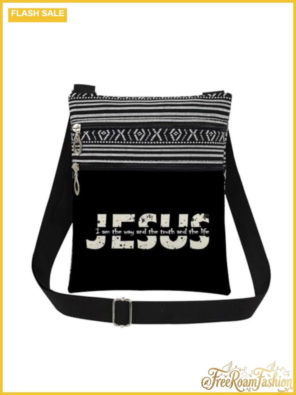 Jesus Scripture Crossbody Bag Polyester Adjustable Strap Dual Pocket